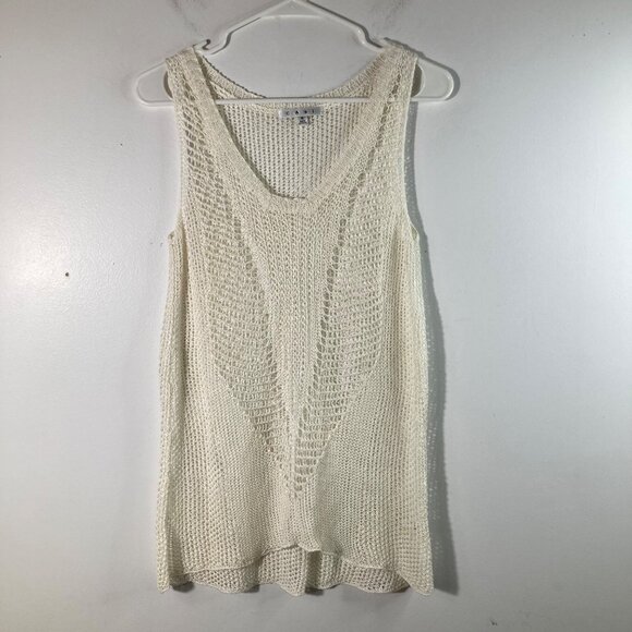 Womens Cabi Open Knit Linen Tank Top Cream S Linen - Picture 1 of 8